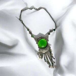 Vintage Green and Silver Necklace